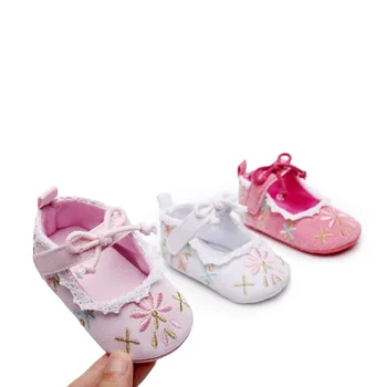 

2020 New Flower Embroidery Baby Girl Shoes Cotton Non-slip Soled Toddler Shoes Baby Shoes Princess Girls First Walkers