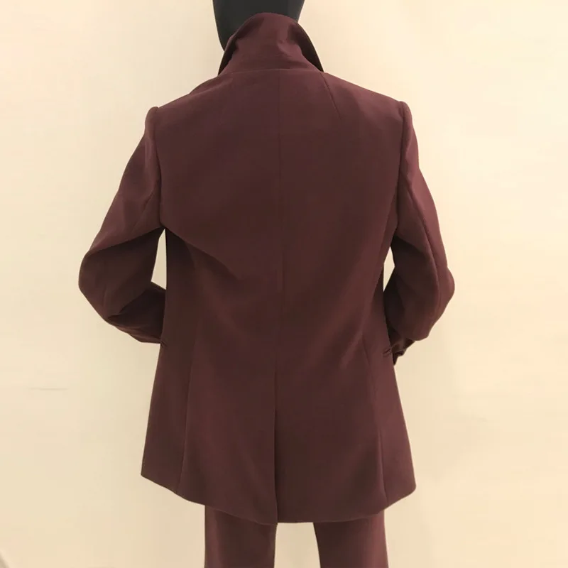 LMCAVASUN женский XL-5XL брючный костюм профессиональный темперамент модная куртка+ расклешенные брюки теплый костюм