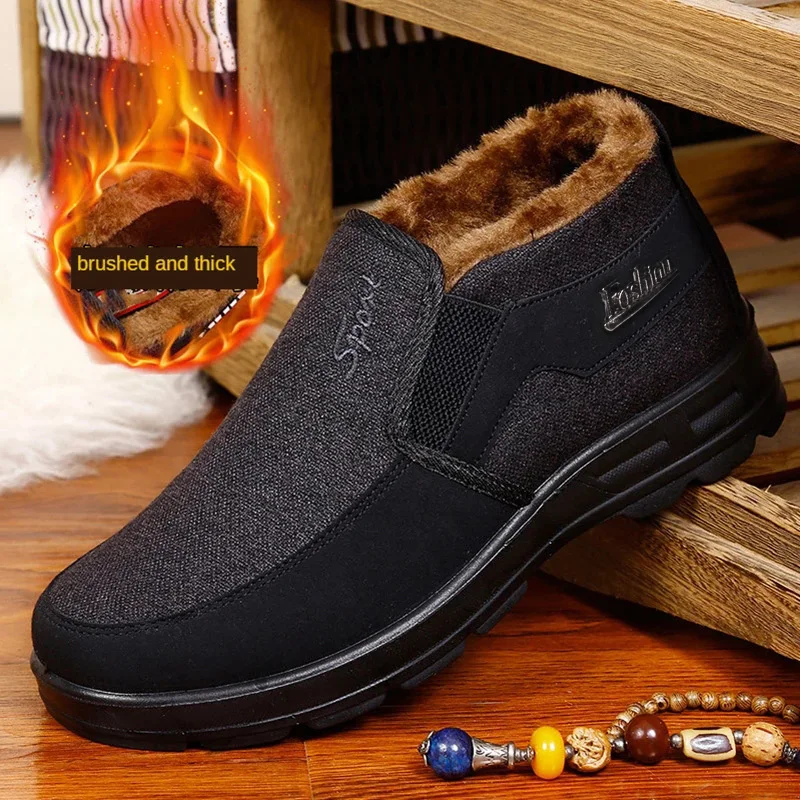 REETENE Warm Boots Men Work Winter Cotton Shoes For Men Big Size 48 Comfort Men'S Boots Casual Winter Shoes Male
