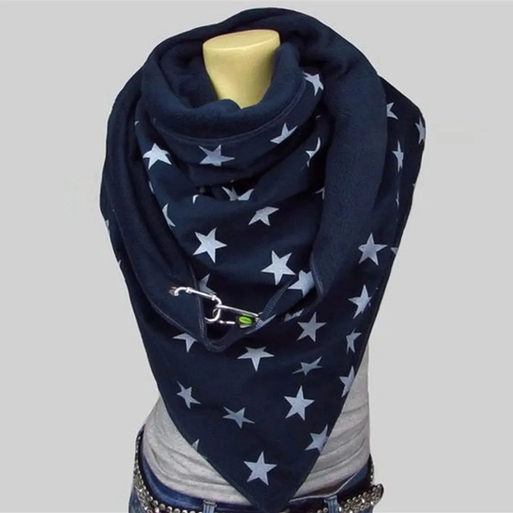 Blue c Модные женские шарфы, одноцветные, в горошек, с пуговицами, мягкие, повседневные, теплые шарфы, шали, модные, для отдыха, удобные, мягкие, индивидуальные - Цвет: Blue c