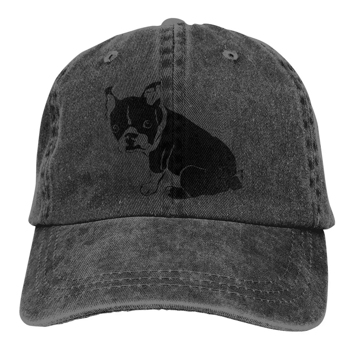 Мужские и женские регулируемые джинсовые бейсболки с французским бульдогом