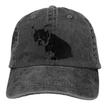 Мужские и женские регулируемые джинсовые бейсболки с французским бульдогом