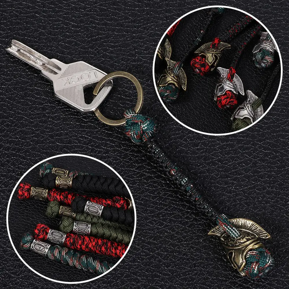 Keychain car key chain outdoor tool rune bead lanyard knife jewelry survival paracord