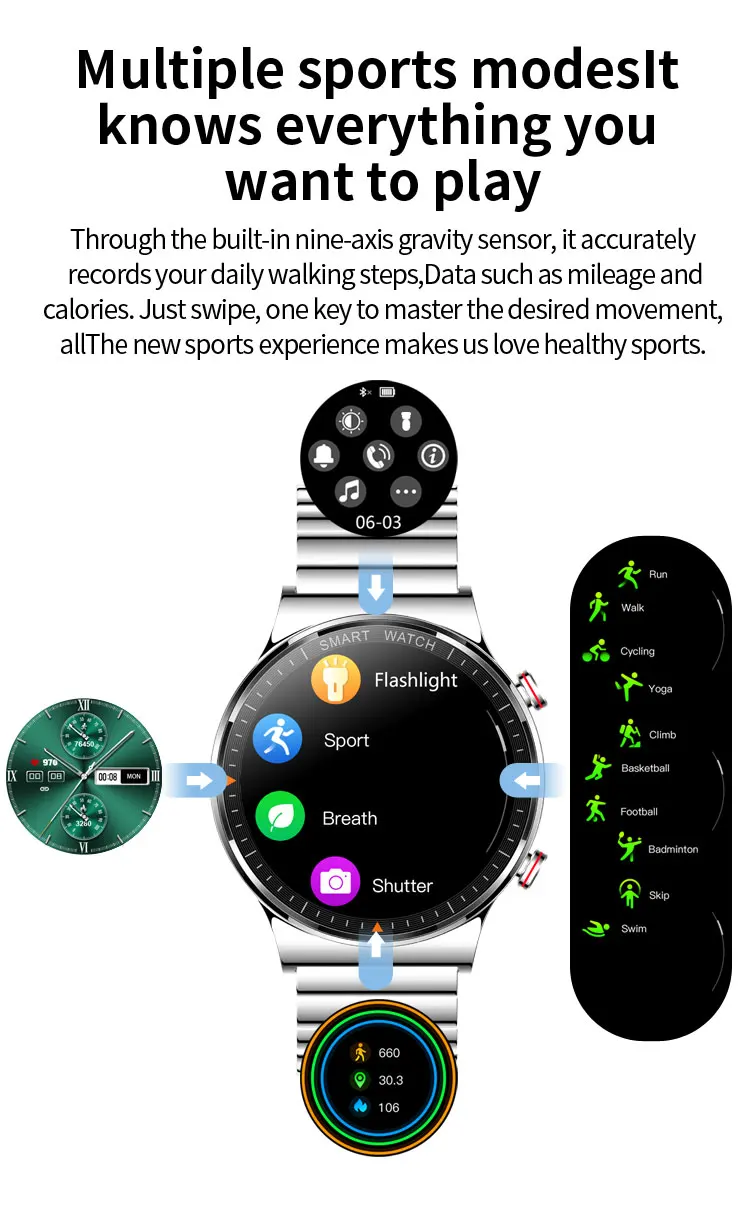 New 454*454 HD Smart Watch Full Touch Screen Mens Bluetooth Call Smartwatch IP68 Waterproof Music Player Fitness Tracker Watches