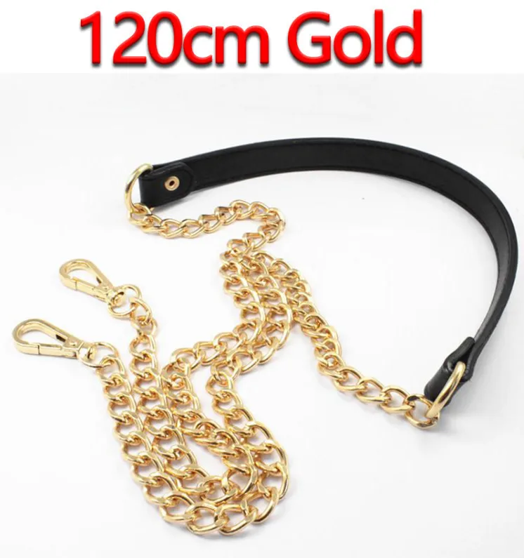 120cm Gold Diy 60 см-160 см сменная сумка через плечо с ремешком Diy черная искусственная кожа, ручка с золотом, серебром, пистолет черный, бронзовые металлические цепи - Цвет: 120cm Gold