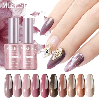 

MIZHSE 18ML Glitter Gel Polish Soak Off UV Nail Polish Hybrid Varnish Shiny Rose Gold Pink Color Gellak Long Lasting Nail Art