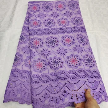 

2019 High Quality Swiss Voile Laces, African Lace Fabric Swiss Voile Cotton Lace Big Dry Lace Purple Color For African Dress