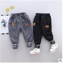 Новинка года; весенние штаны для малышей брюки для мальчиков; джинсы брюки для маленьких мальчиков одежда для малышей Детские штаны-шаровары для мальчиков хлопковая трикотажная одежда