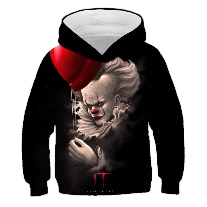 

2020 New Horror Movie Child Character Chucky 3D Print Fashion Hoodie Boy Girl Clown Hooded Street Costume Asian size