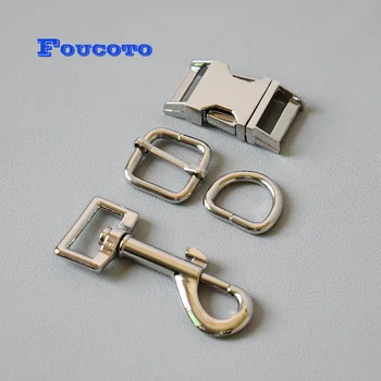 

20 sets Metal hardware belt buckle D rings adjuster 20mm for paracord puppy rope dog collar adjustable buckles DIY accessories