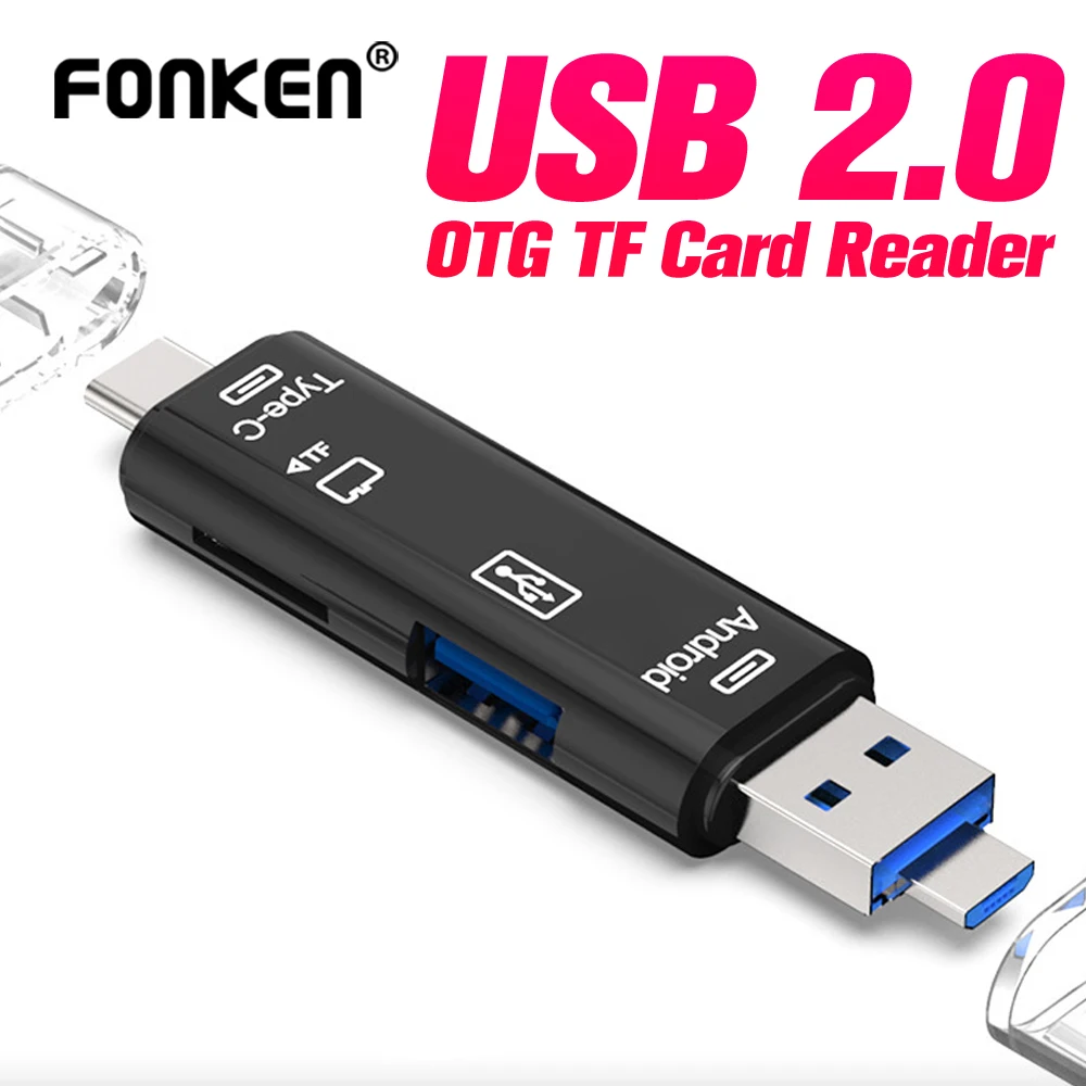 

FONKEN USB Card Reader Micro USB Type C OTG Adapter TF Card Reader High Speed Memory Card Reader USB-C Connector Android Phone