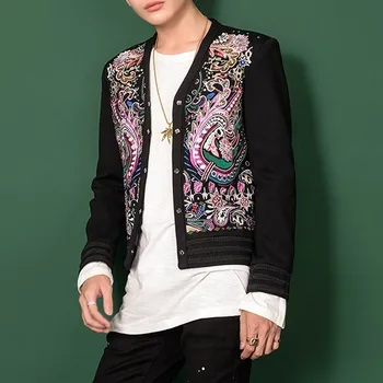 

Ashion Colorful Embroidery Hombre Heren Colberts Stage Party Club Designer Men DJ Host Mens Blazer Jacket