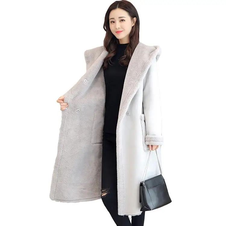 Женская кожаная куртка из искусственной замши, зимняя куртка с ...