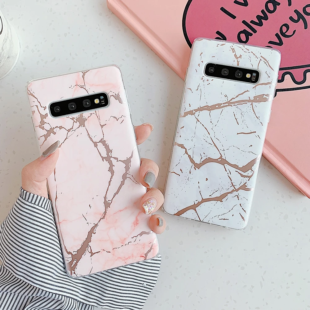 

SUYACS Classic Marble Phone Case For Samsung S10e S10Plus S8 S9 Plus Note 10 8 9 Soft IMD Electroplated Phone Back Cover Cases
