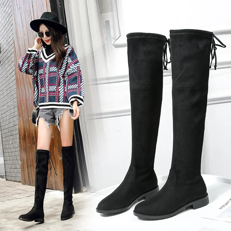 

Overknee Woman Boots Winter Flat Bottom Small High High Elastic Long Boots Boots