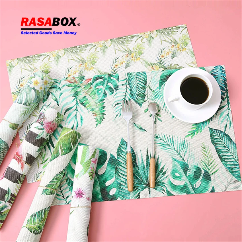 

RASABOX - Place Mats, Printed Non-Slip Insulation Placemat Washable Table Mats