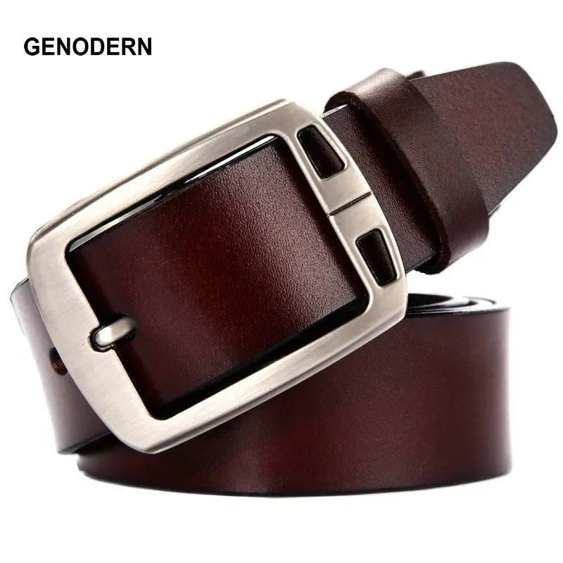 

GENODERN Genuine Leather Belt for Men Luxury Strap Classic Pin Buckle Male Belt 3.8cm High Quality Ceinture Homme