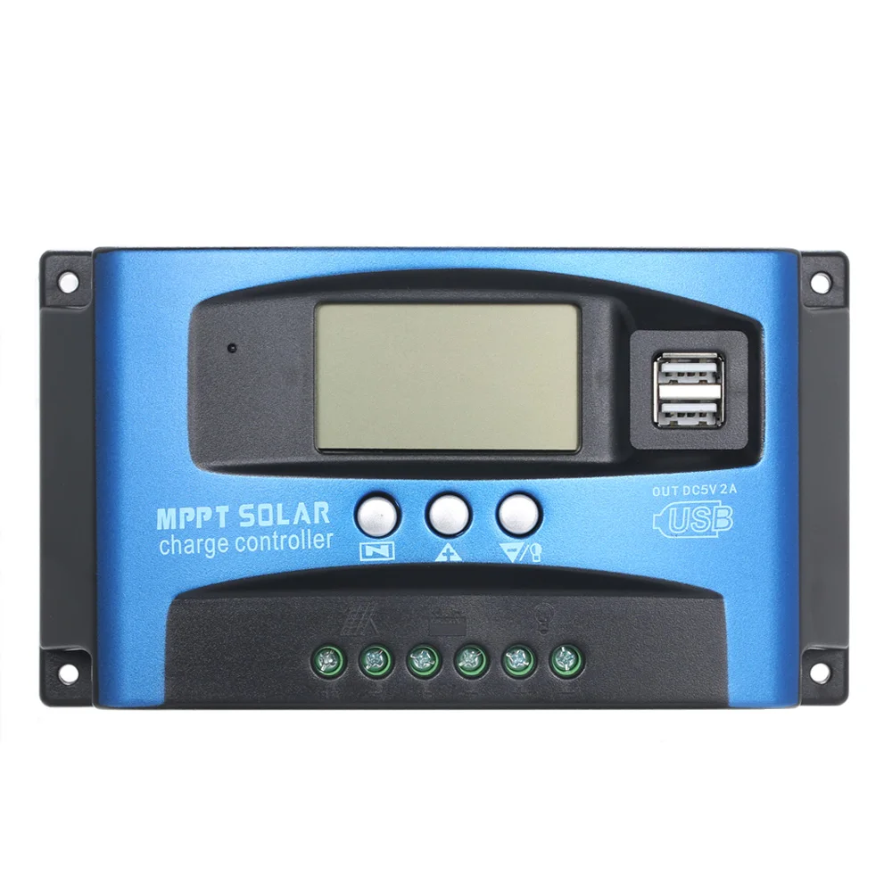 Контроллер заряда солнечной батареи 30/40/50/60/100A MPPT двойной USB ЖК дисплей авто 12/24 в
