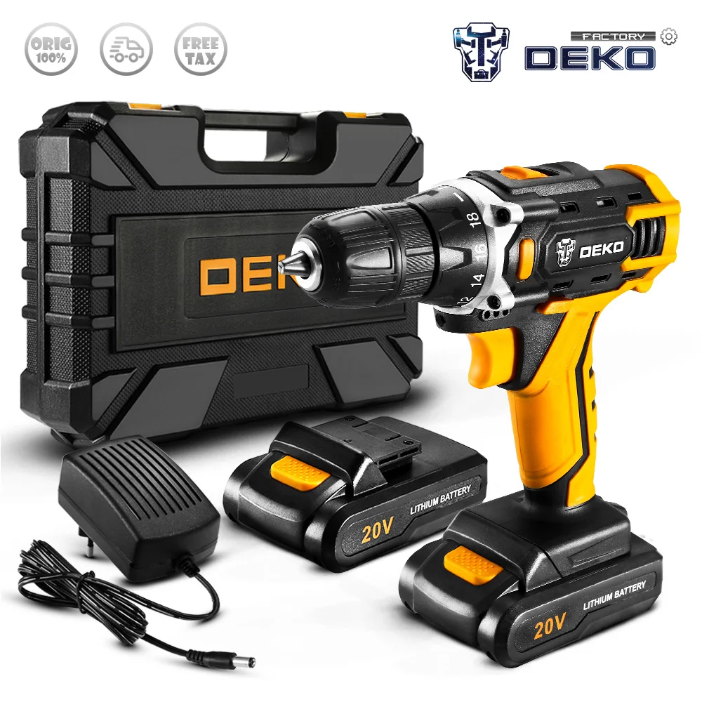 Обувь по заводским ценам DEKO Sharker 20V аккумуляторная электрическая дрель мини