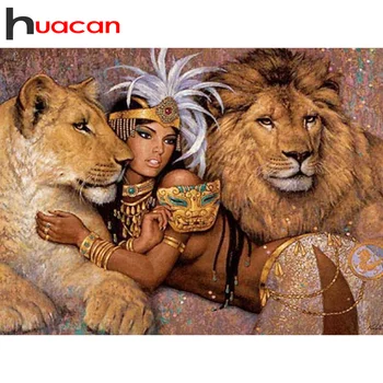 

Huacan Full Square/Round Diamond Painting Lion Art 5D DIY Diamonds Embroidery Beauty Kits Decorations Home