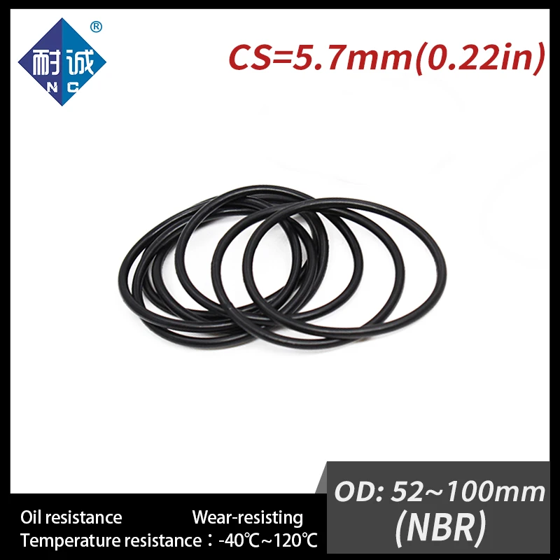 5 개/몫 고무 블랙 NBR cs5.7 mm OD52/55/60/65/70/75/80/85/90/95/100mm O 링 가스켓 내유성 방수