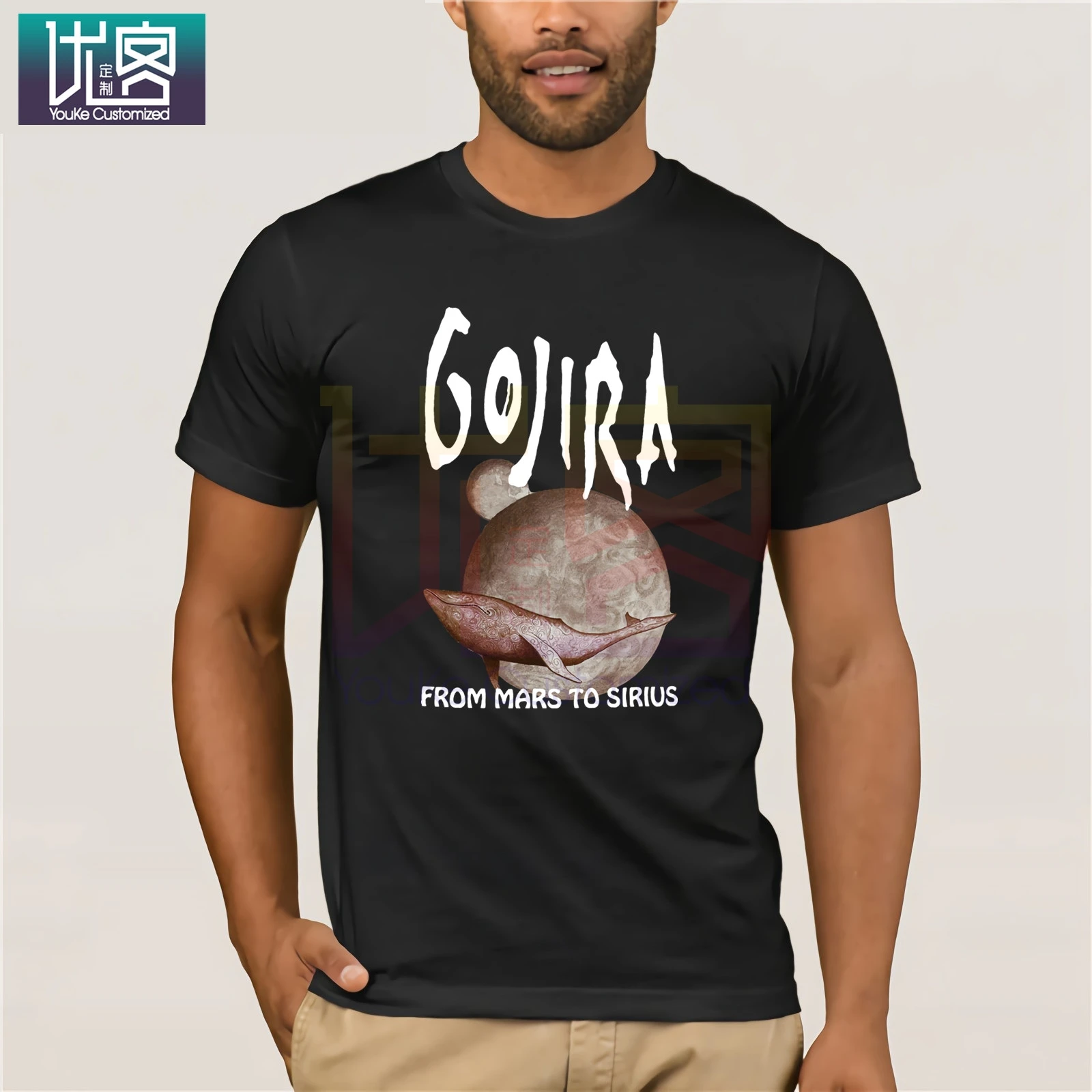 

Gojira Men Black T-shirt Metal Band Fan Tee Shirt From Mars To Sirius Clothes Popular T-Shirt Crewneck 100% Cotton Tees