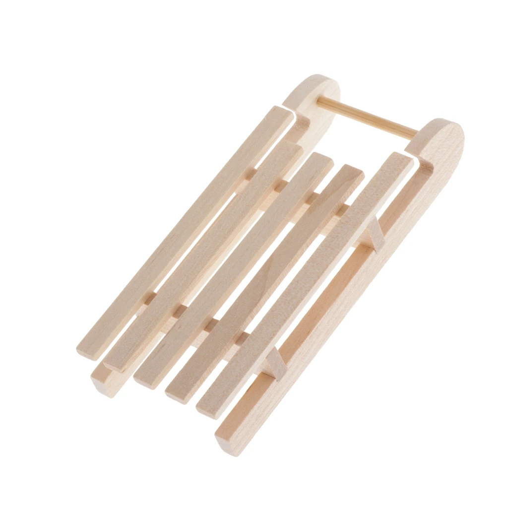 1/12 Christmas Wooden Sleigh for Doll House Rooms or Fairy Garden Decoration, Micro Landscape Ornaments
