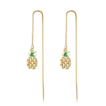 925 пробы, серебряные, элегантные, ананас, фрукты, женские длинные серьги-гвоздики с кисточками,, ювелирные изделия для женщин, рождественский подарок, дешево