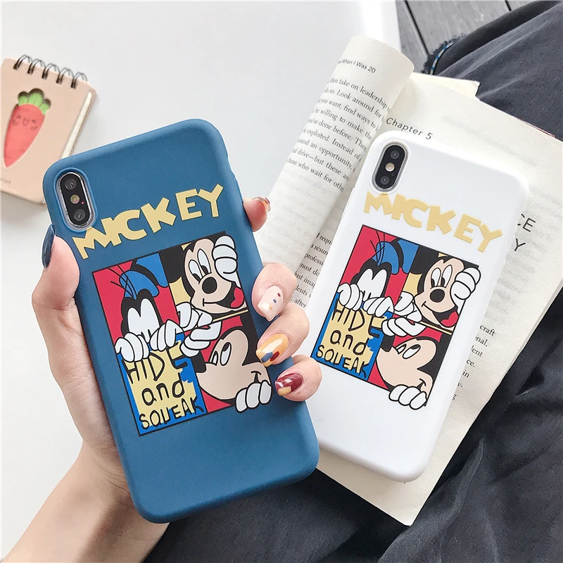 

for iPhone 8s 7 6S 6 Plus Soft TPU Mickey Mouse Case for iPhone Xs Max Xr Solid Color Silicone Drop Protection Case