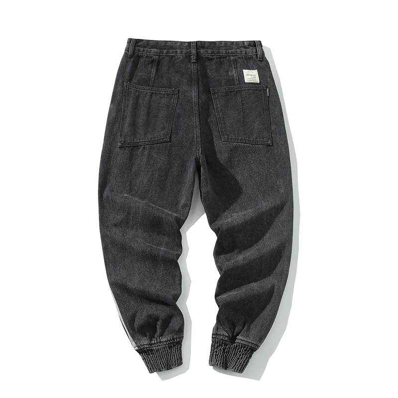 Autumn Fashion Streetwear Men Jeans Black Gray Color Stripe Designer Denim Cargo Pants Harem Trousers Hip 3