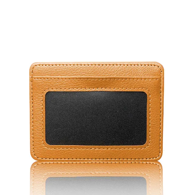 Ultra Thin Zipper Wallet Men's Small Wallet Business PU Leather Wallets Band Solid Color Card Coin Purse Credit Bank Holder B-yellow