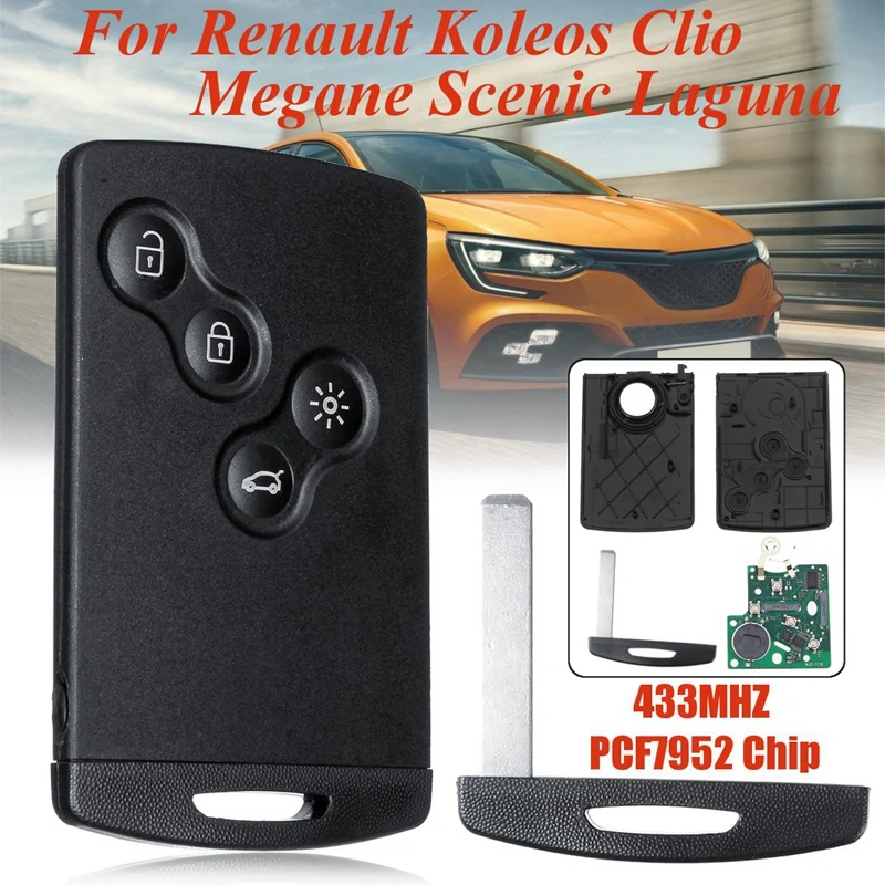 4 кнопки смарт карты Автомобильный ключ 43 Гц PCF7952 чип удаленный для Renault Megane 3 2009
