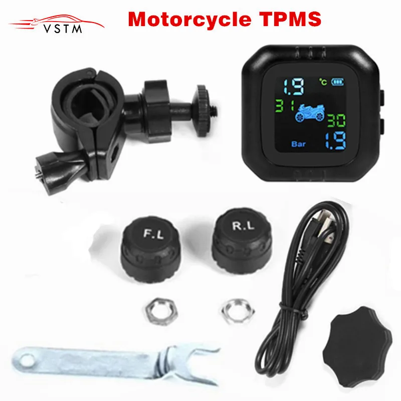 Tire Pressure Motorcycle TPMS Monitoring System Wireless LCD External