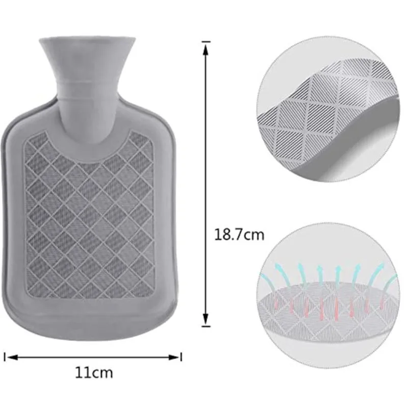 350ML Safe Hot Water Bottle Cat Soft Warm Winter Portable Reusable Protective with Plush Cover Washable Leak Proof Pain Relief