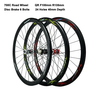 

Pasak Road Bike 700c Wheelset 40mm Depth Disc Brake QR F9x100 R9x135 Round Spoke 24 Holes Straight Drawn Rustproof Copper Head