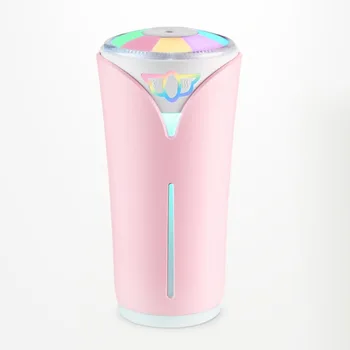 

280ML USB Charging Portable Cool Mist Air Humidifier Cup with Noiseless Essential Oil Aroma Diffuser Purier Colorful LED Light