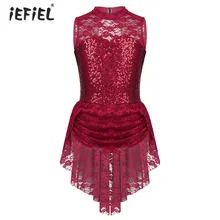 Балерина для маленьких девочек; балетное платье без рукавов с цветочным рисунком; кружевное платье с блестками; Скейтер со льдом; гимнастическое трико; платья