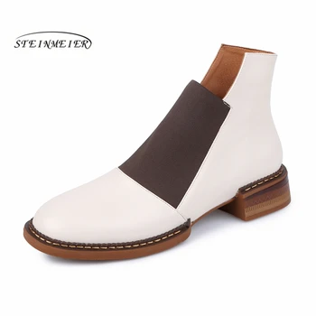 

Women Winter Warm Genuine Leather Short Boots Classic Chelsea Boots Slip on Ankle Boots Flexible Wedding Party Shoes Woman