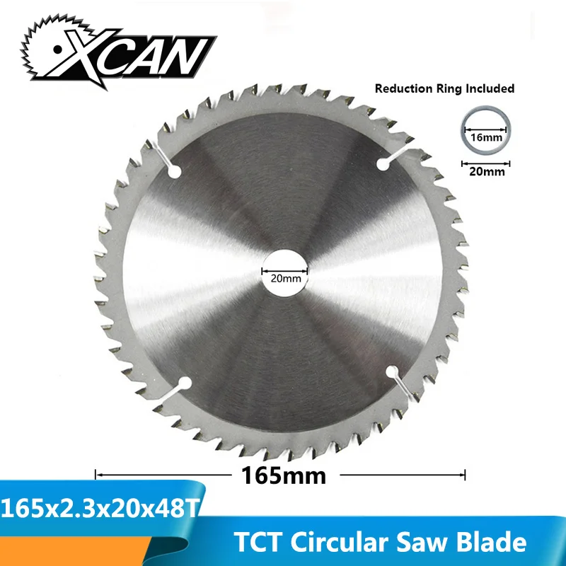 XCAN Карбид TCT Циркулярный пильный диск 165x2,3x20 мм 48 зубьев для резки дерева, стали, пластика TCT пильный диск
