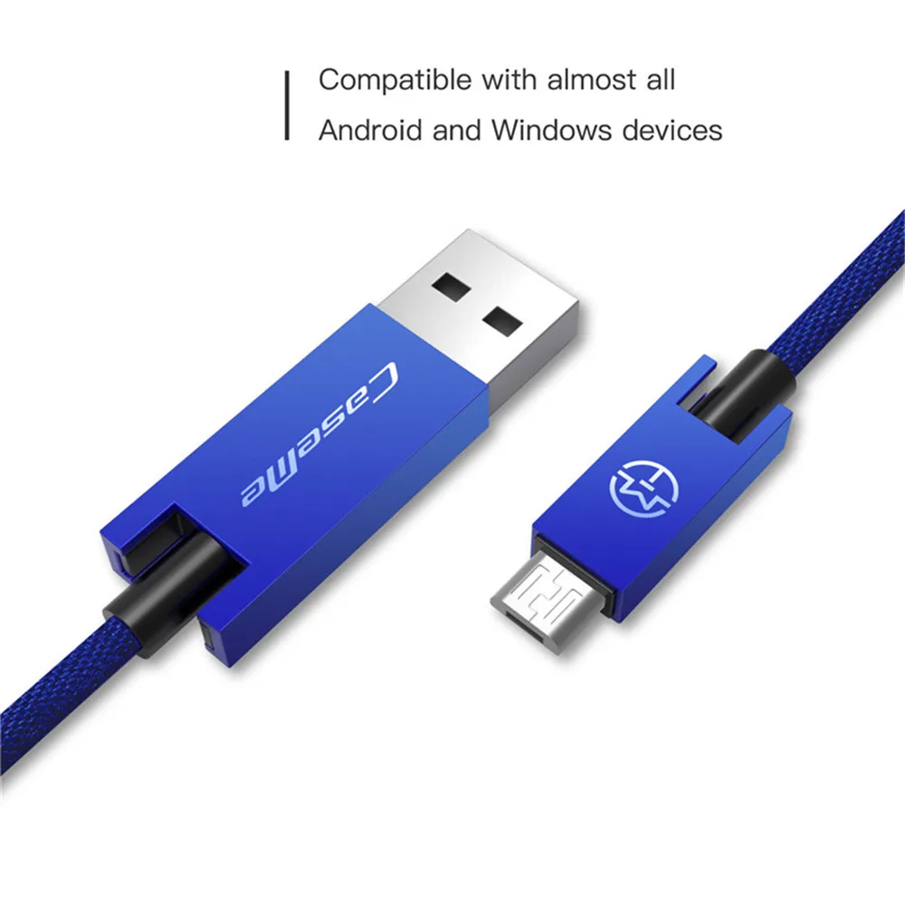 Caseme роскошный подлинный Android Micro к USB синхронизации данных зарядный быстрый алюминиевый плетеный кабель Шнур 2.1A 1,2 m 0,25 m для телефона планшета