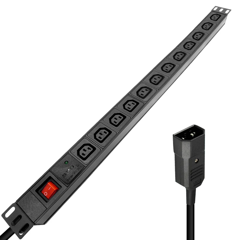 

PDU Мощность полосы 12AC IEC C13 розетка переключатель УЗИП Защита от перенапряжения 4000 Вт 2 м кабель для серверная стойка сетевого шкафа
