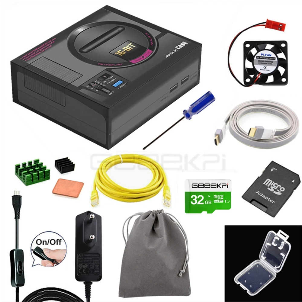 CASE Card Kit GeeekPi Retroflag чехол MEGAPi с опциональным игровым контроллером функциональная кнопка для Raspberry Pi 3 B Plus(3B+)/3B/2B - Цвет: CASE Card Kit