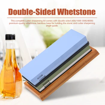 

400/1000 3000/8000 Grit Premium Whetstone Cut Sharpening Stone Set Sharpener for All Blade Non Slip Base Cutter Sharpener