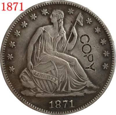 США 1871 P CC S SEATED LIBERTY HALF копия доллара Coin | Дом и сад