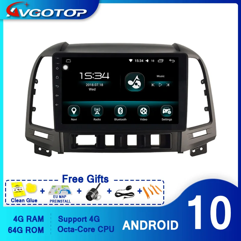 AVGOTOP Android 10.0 Car Audio Video For HYUNDAI 2006-2012 Santa Fe 4GB RAM 64GB FLASH BIG SCREEN in car dvd player | Автомобили и
