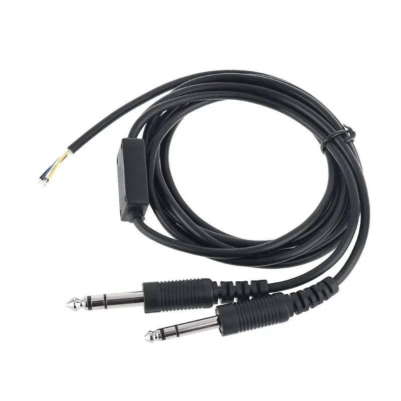 200cm DIY Aviation Headset Dual plug Aircraft Headphones Replacement Cable Durable Mono Audio Cable Line Cord