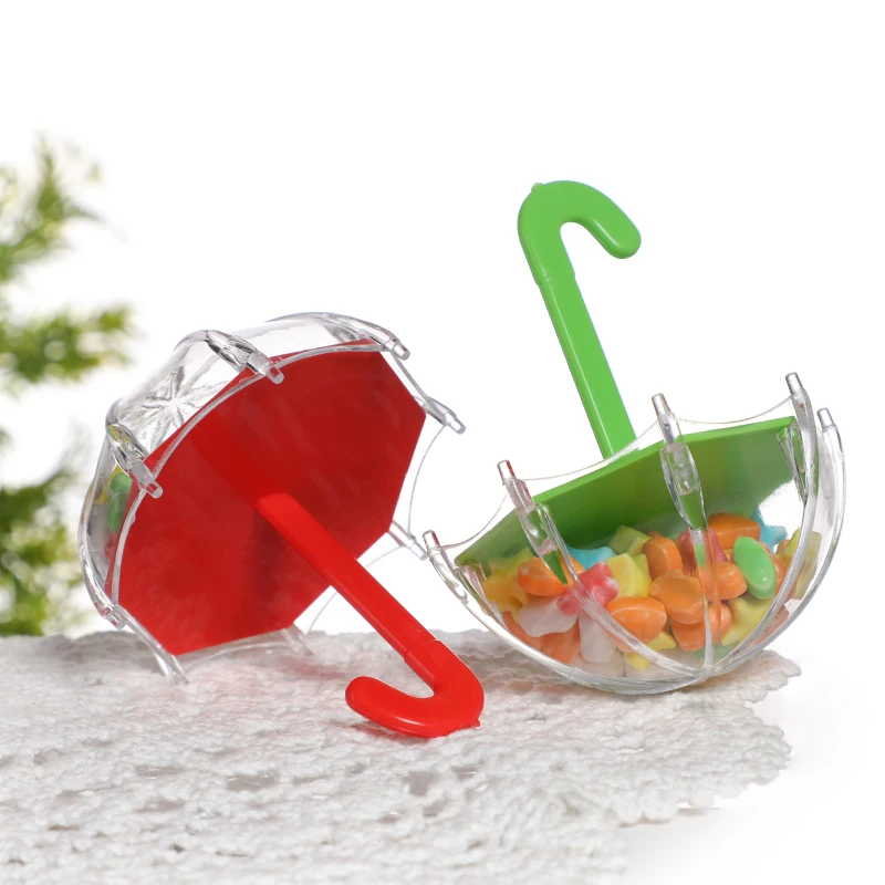 12pcs Mini Umbrella Shape Candy Box Plastic Clear Gifts Boxes Birthday Party Favors Wedding Engagement Children's Day Decoration