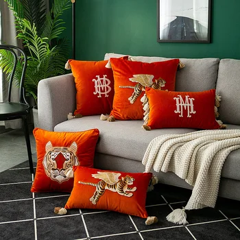 

American Country Pillowcase Sofa Cushion Cover Pillowcase European Retro Nordic Bedside Waist Pillowcase