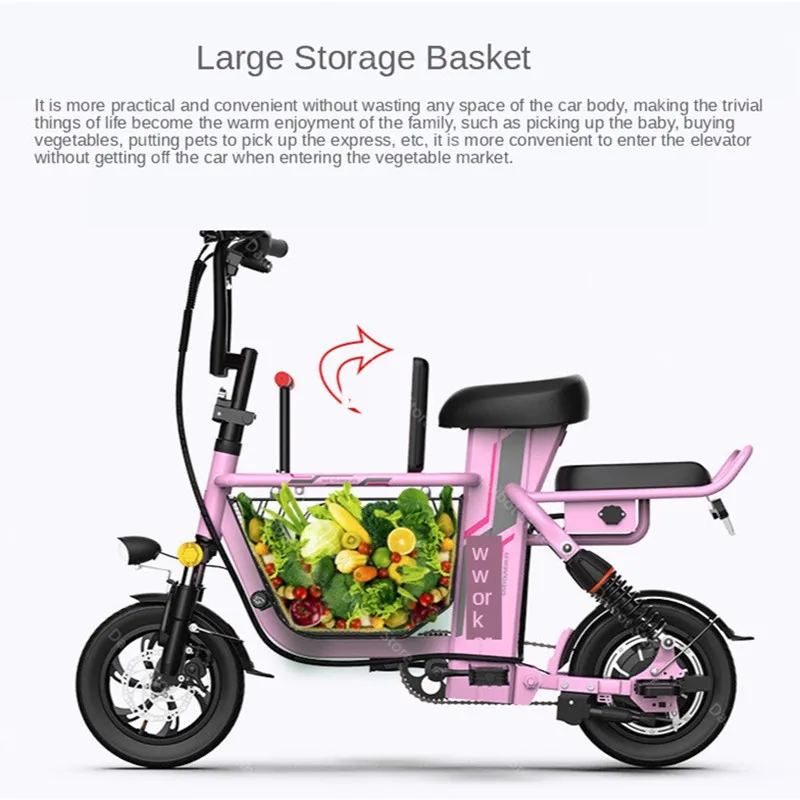 Kick Scooter Electric Electric Bicycles Mini 12 Inch 400W 48V Portable Folding Electric Bike Removable BatteryPet BasketGPS (21)