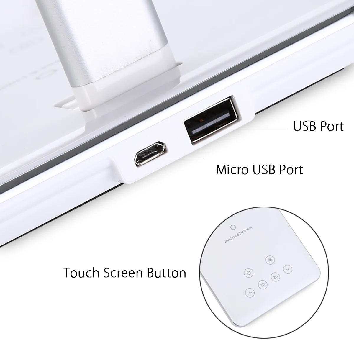  48LED Table Desk Lamp QI Wireless Charging Dimming Touch Switch Reading Light Phone Charger Pad Eye - 4000235974372